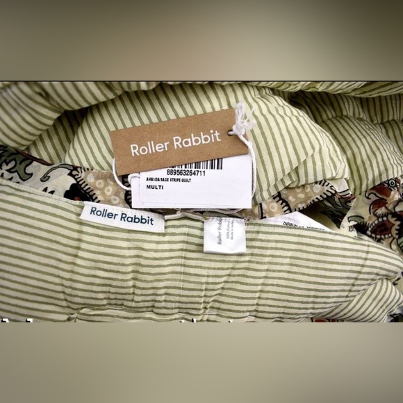 🤩🤩2PCS NWT Roller Rabbit Amanda Queen Size Quilt Sage 100% Cotton (MSRP $420) - Picture 4 of 8